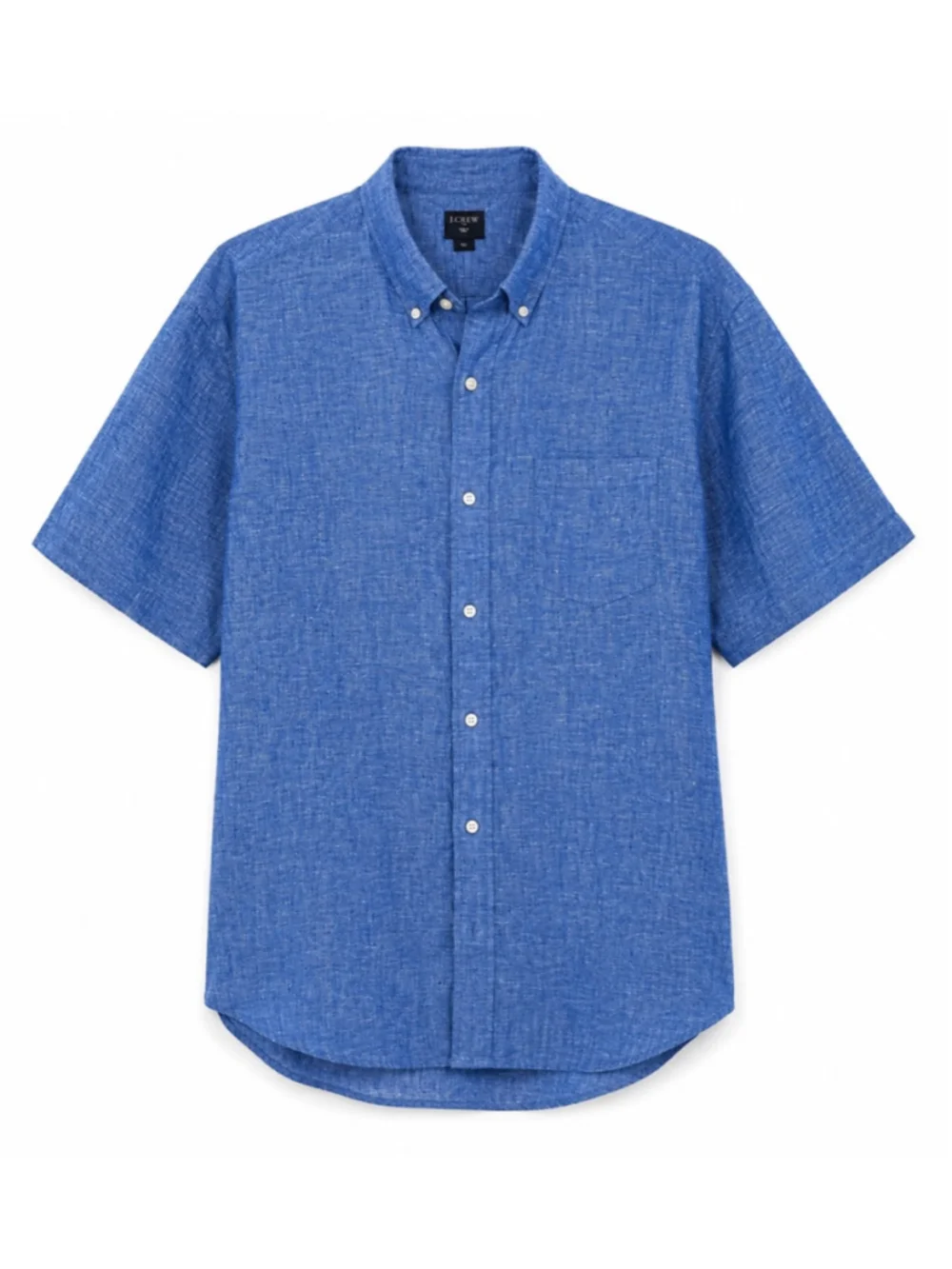 J.Crew 100% Linen Button Front Shirt Men’s XL Blue Short Sleeve Summer Casual